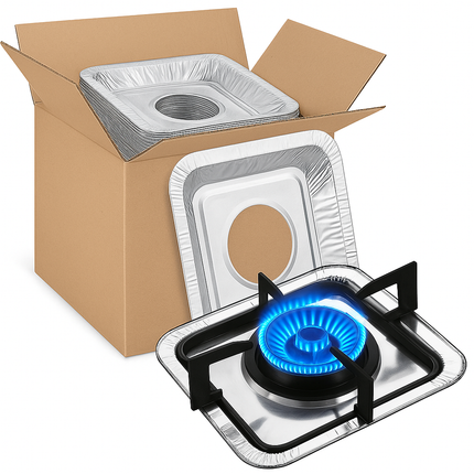 480x Aluminium Disposable Foil Stove Burner Covers Bulk - Square.