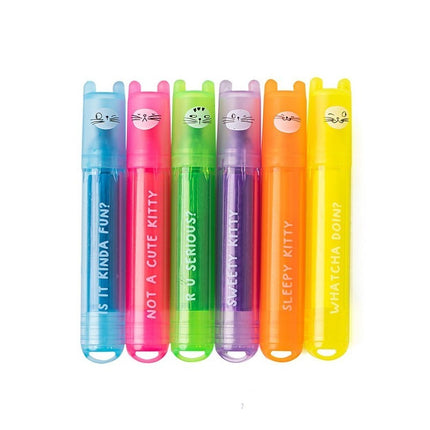 6pcs So Many Cats Cute Scented Mini Highlighter Pens.