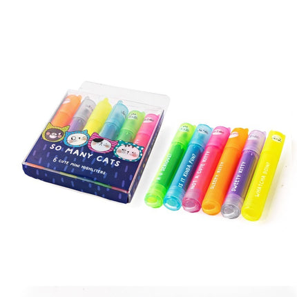 6pcs So Many Cats Cute Scented Mini Highlighter Pens.