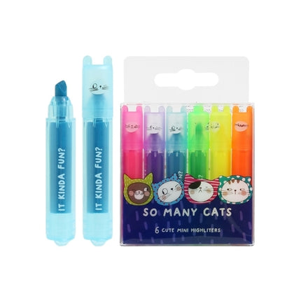 6pcs So Many Cats Cute Scented Mini Highlighter Pens.