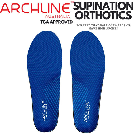 Archline Supination Orthotic Insoles - Full Length (Unisex) Plantar Fasciitis High Arch - Euro 45.