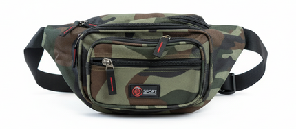 Canvas CAMO BUM BAG Camouflage Waist Travel Belt Wallet Money Security Zips.