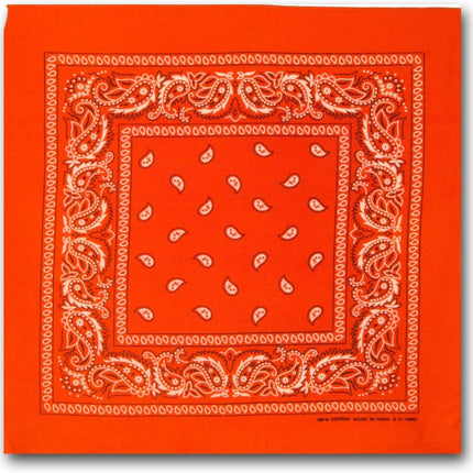 BANDANA Paisley 100% COTTON Head Wrap Durag Bandanna Summer Biker Scarf Mask - Orange.