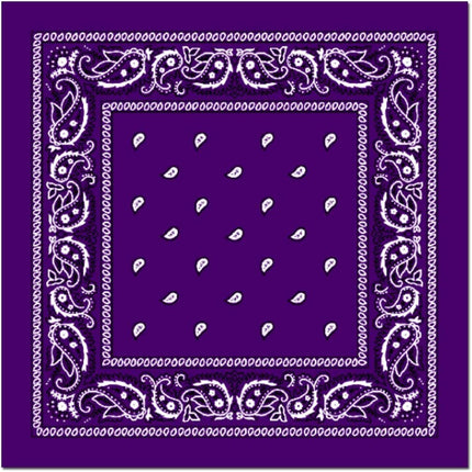 BANDANA Paisley 100% COTTON Head Wrap Durag Bandanna Summer Biker Scarf Mask - Purple.