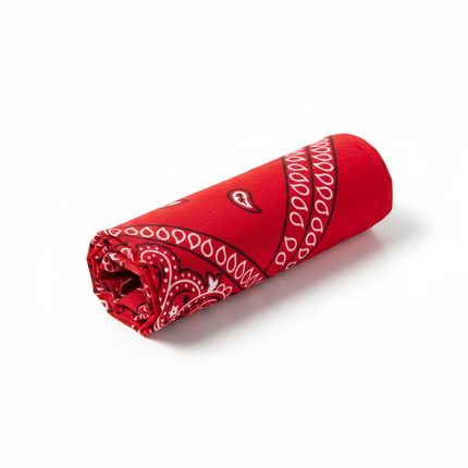 BANDANA Paisley 100% COTTON Head Wrap Durag Bandanna Summer Biker Scarf Mask - Red.