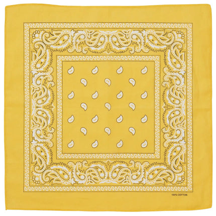 BANDANA Paisley 100% COTTON Head Wrap Durag Bandanna Summer Biker Scarf Mask - Yellow.