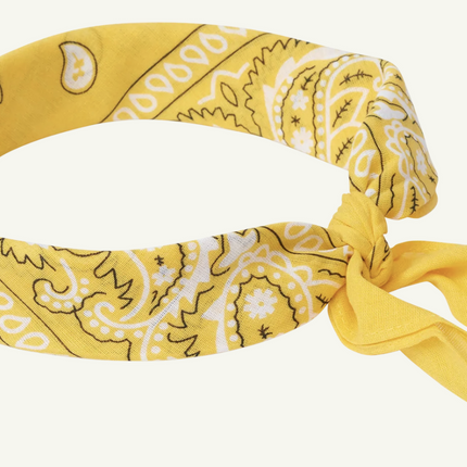 BANDANA Paisley 100% COTTON Head Wrap Durag Bandanna Summer Biker Scarf Mask - Yellow.