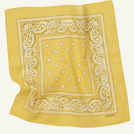 BANDANA Paisley 100% COTTON Head Wrap Durag Bandanna Summer Biker Scarf Mask - Yellow.