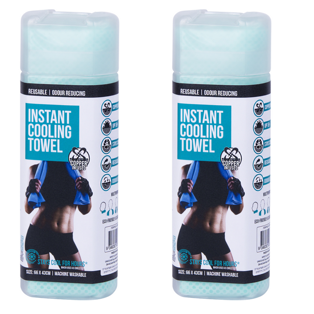 2x INSTANT COOLING TOWEL UPF 50+ Ice Cold Sport Sweat Absorbing Leisure 66x43.