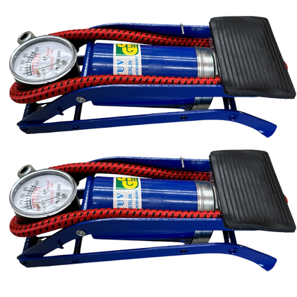 2x HIGH PRESSURE FOOT PUMP Ball Bicycle Motorbike Car Tire Inflator Tyre Air.