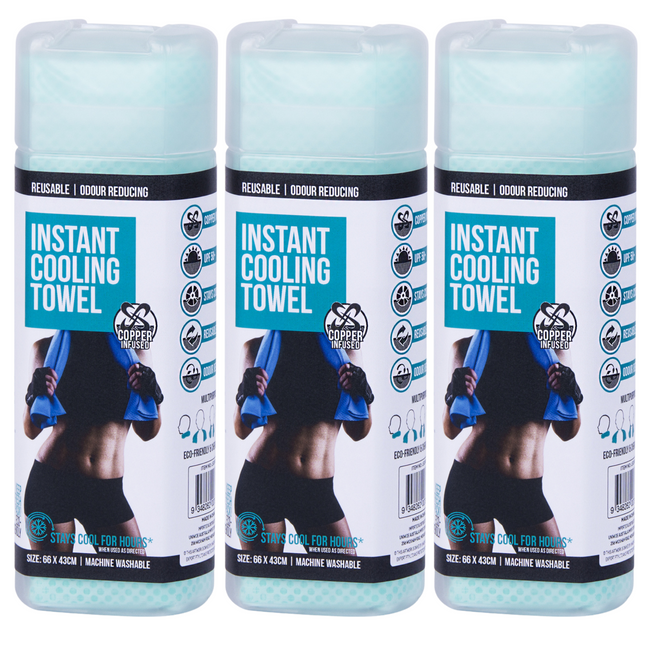 3x INSTANT COOLING TOWEL UPF 50+ Ice Cold Sport Sweat Absorbing Leisure 66x43.
