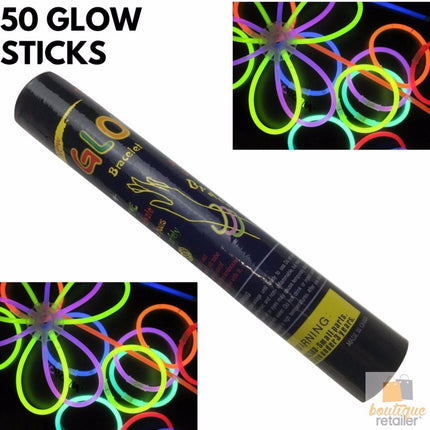 50 GLOW STICKS Party Light Glow In The Dark Rave NECKLACE Disco Bulk.