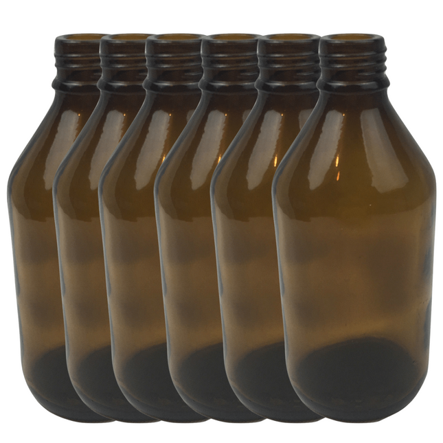 6x 600ml Amber Glass Bottle Cosmetic Essential Oil General Purpose Storage.