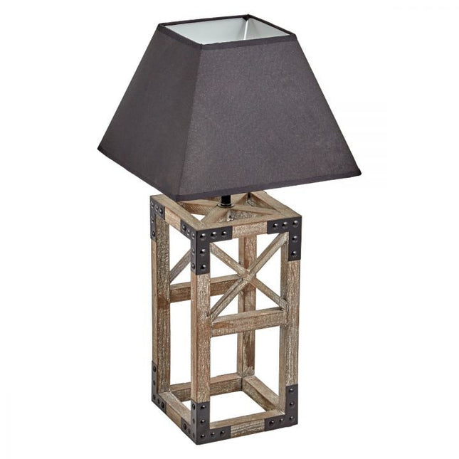 Designer Wooden TABLE LAMP Modern Rustic Geo Industrial Retro  Desk Light.