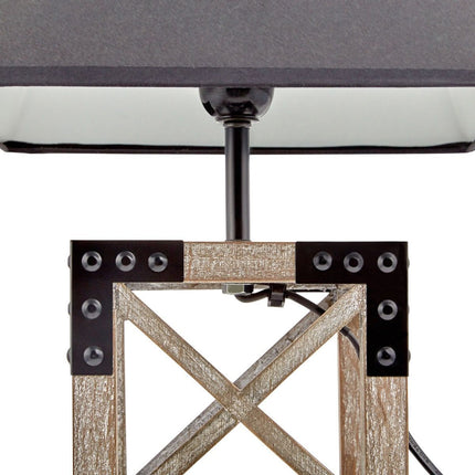 Designer Wooden TABLE LAMP Modern Rustic Geo Industrial Retro  Desk Light.