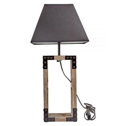 Designer Wooden TABLE LAMP Modern Rustic Geo Industrial Retro  Desk Light.