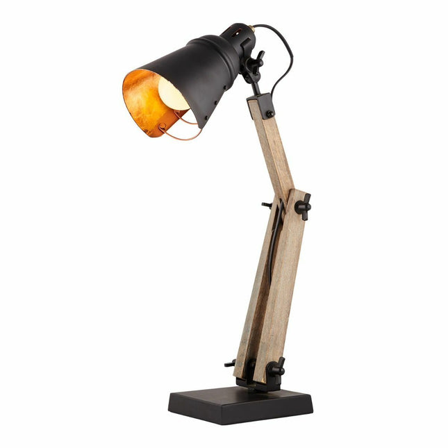 Scandi Modern Natural Wooden Table Lamp Rustic Retro Designer Vintage Light.
