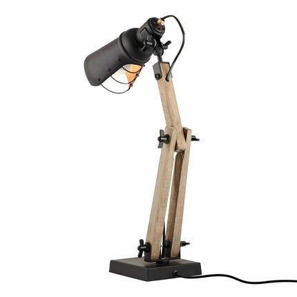 Scandi Modern Natural Wooden Table Lamp Rustic Retro Designer Vintage Light.