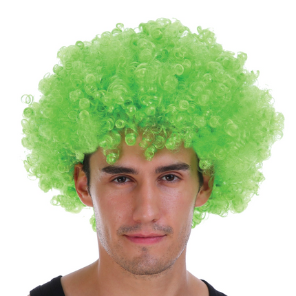 Mens DELUXE AFRO WIG Curly Hair Costume Party Fancy Disco 70s 80s Dress Up - Green.