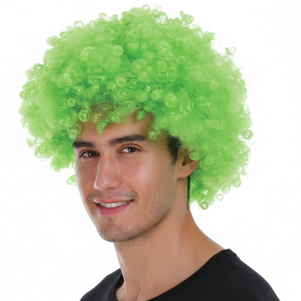 Mens DELUXE AFRO WIG Curly Hair Costume Party Fancy Disco 70s 80s Dress Up - Green.