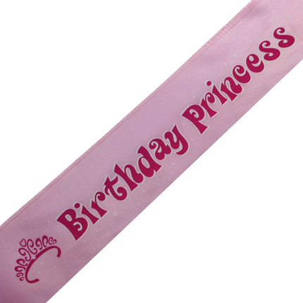 Birthday Princess Sash 21st 18th Girls Night Party Costume Celebration Bday - Pink.