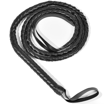 BLACK WHIP Faux Leather Costume Party 180cm Riding Cowboy Fancy Dress.