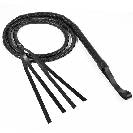 BLACK WHIP Faux Leather Costume Party 180cm Riding Cowboy Fancy Dress.