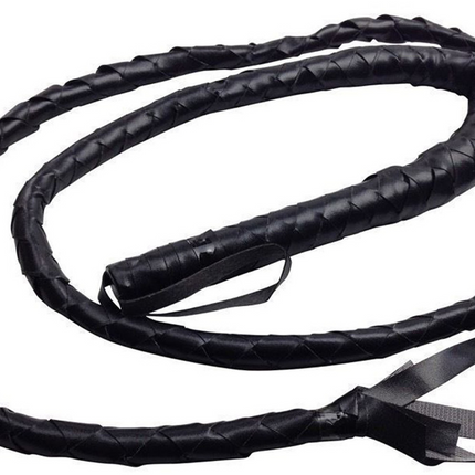 BLACK WHIP Faux Leather Costume Party 180cm Riding Cowboy Fancy Dress.