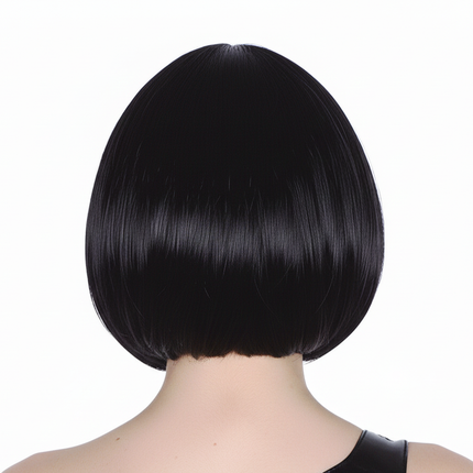 Bob Wig Costume Short Straight Fringe Cosplay Party Womens Hair - Black.