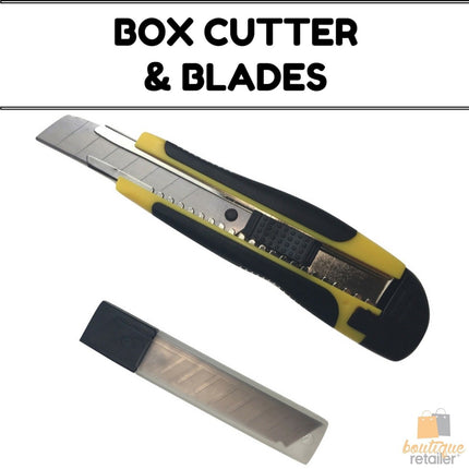BOX CUTTER & BLADES Knife Retractable Blade Snap Off Razor 18mm Durable Opener.