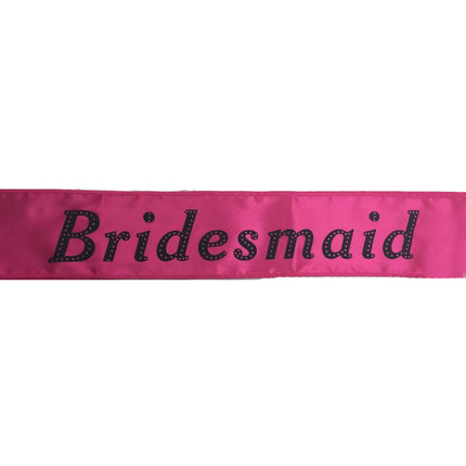 Hens Night Satin Sash Bridal Party Girls Wedding Bridesmaid Accessory - Hot Pink.