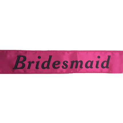 Hens Night Satin Sash Bridal Party Girls Wedding Bridesmaid Accessory - Hot Pink.