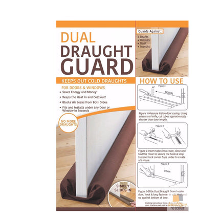 DUAL DRAFT STOPPER Double Sided Snake Wind Air Door Guard Cover Weather Seal.