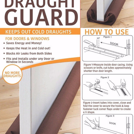 DUAL DRAFT STOPPER Double Sided Snake Wind Air Door Guard Cover Weather Seal.