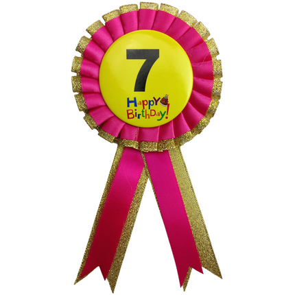 BIRTHDAY BADGE Party Favour Award Rosette Fancy Dress Girls Boys Childrens Kids -.