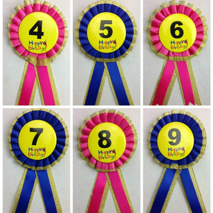 BIRTHDAY BADGE Party Favour Award Rosette Fancy Dress Girls Boys Childrens Kids -.