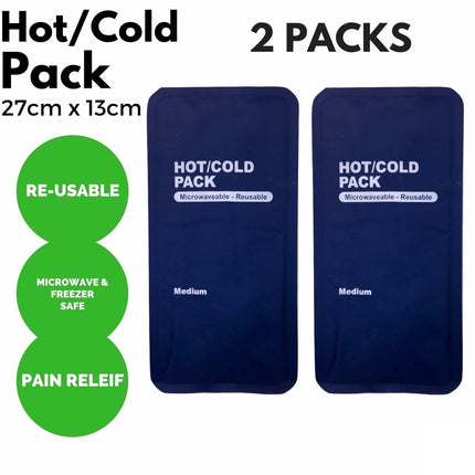 2x HOT COLD PACK First Aid Reusable Ice Heat Gel Packs Microwaveable Relief.