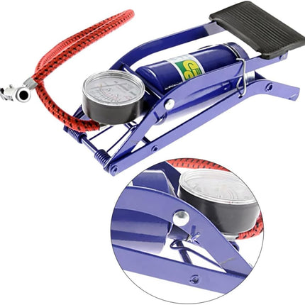Foot Air Pump High Pressure Gauge Tyre Tire Inflator Air Bed Bike Ball.
