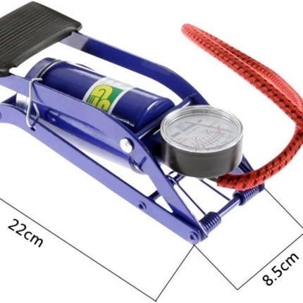 Foot Air Pump High Pressure Gauge Tyre Tire Inflator Air Bed Bike Ball.