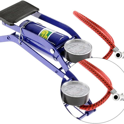 Foot Air Pump High Pressure Gauge Tyre Tire Inflator Air Bed Bike Ball.