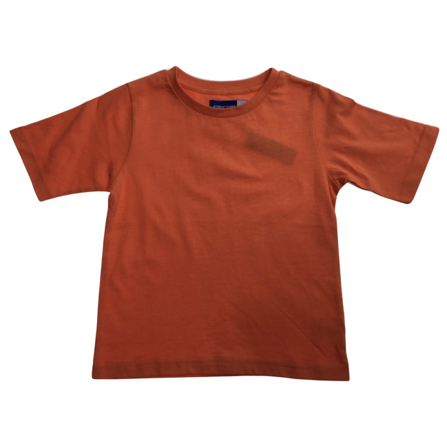 KIDS PLAIN T SHIRT Childrens Child 100% COTTON Boys Girls Basic Blank Tee Top - Orange - 3.