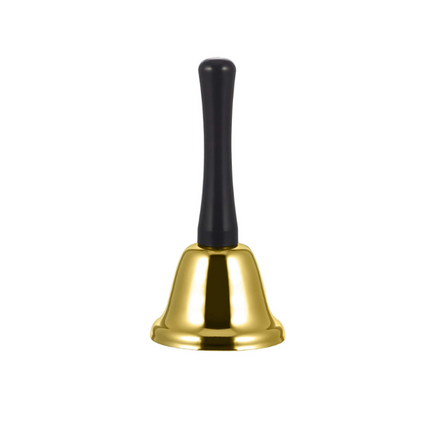 SANTA BELL Jingle Claus Wooden Handle Bells Rattles Christmas Xmas - Gold.