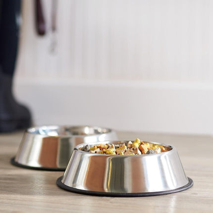 Non Slip Stainless Steel Dog Bowl Pet Cat Water Food Feeder Portable Puppy Dish - Large (500ml).