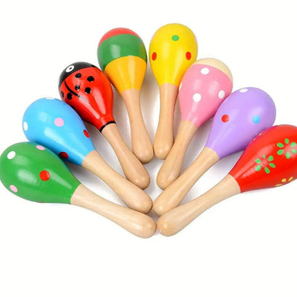 6x WOODEN MARACAS Musical Egg Percussion Toy Shakers Rattles Rumba Party BULK.