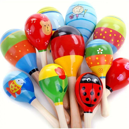 6x WOODEN MARACAS Musical Egg Percussion Toy Shakers Rattles Rumba Party BULK.