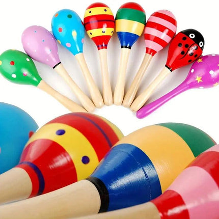6x WOODEN MARACAS Musical Egg Percussion Toy Shakers Rattles Rumba Party BULK.