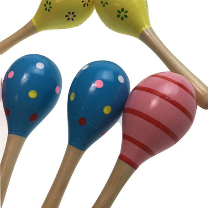 6x WOODEN MARACAS Musical Egg Percussion Toy Shakers Rattles Rumba Party BULK.