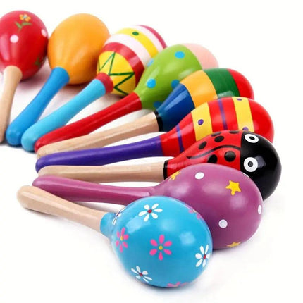 6x WOODEN MARACAS Musical Egg Percussion Toy Shakers Rattles Rumba Party BULK.