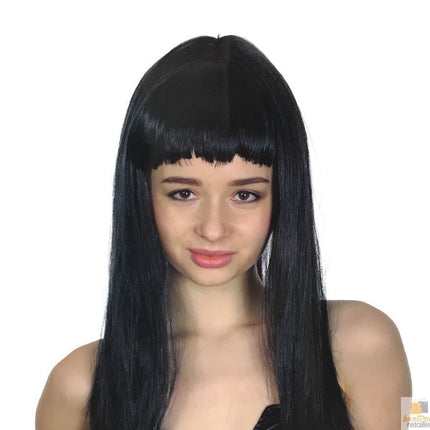 LONG WIG Straight Party Hair Costume Fringe Cosplay Fancy Dress 70cm Womens - Black (22450).