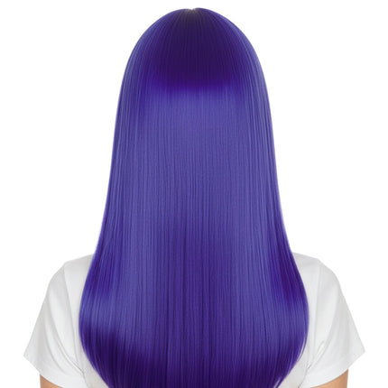 LONG WIG Straight Party Hair Costume Fringe Cosplay Fancy Dress 70cm Womens - Blue (22458).